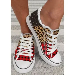 Bliklik Women Casual 3D Printing Color Leopard Canvas Shoes