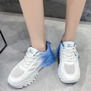 Bliklik Women Fashion Round Toe Breathable Mesh Gradient Sneakers