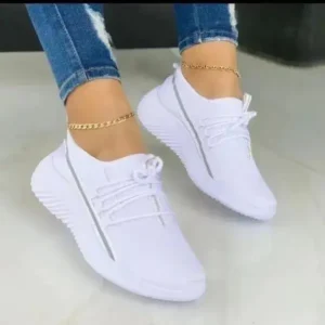 Bliklik Women Fashion Breathable Lace-Up Flat Mesh Sneakers