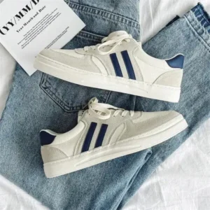 Bliklik Men'S Casual Retro Stripe Canvas Sneakers