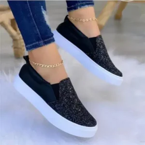 Bliklik Thick Sole Casual Sequined Shoes Women Flat Shoes