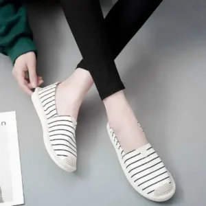 Bliklik Fashion Stripe Pattern Design Women Round-Toe Casual Espadrilles Shoes