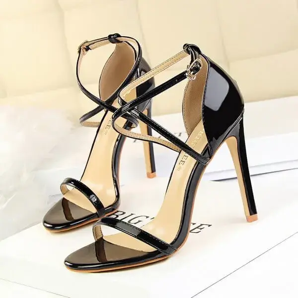 Bliklik Women Fashion Sexy Hollow Cross Stiletto Heel Sandals