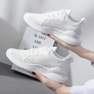 Bliklik Women Fashion Sports Lace Up Design Mesh Breathable Platform Sneakers