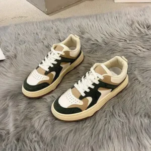 Bliklik Women Fashion Lace Up Design Color Blocking Sneakers