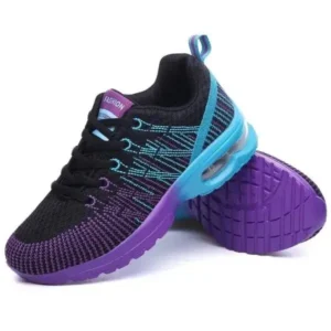 Bliklik Women Fashion Casual Lace Up Design Mesh Breathable Air Cushion Shock Absorbing Sneakers