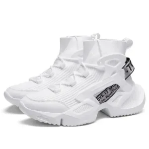 Bliklik Men'S Fashion Platform White High Top Sneakers