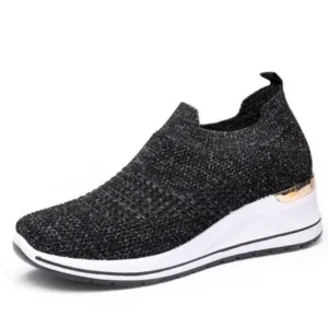 Bliklik Women Casual Mesh Knit Design Breathable Comfort Wedge Platform Sneakers