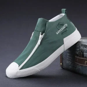 Bliklik Men'S Casual Embroidery Zipper High Top Canvas Shoes