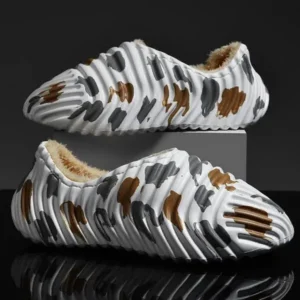 Bliklik Men'S Fashion Camouflage Coconut Shape Fleece Warm Plush Shoes