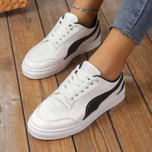 Bliklik Women Fashion Plus Size Thick-Soled Round Toe Flat Sneakers