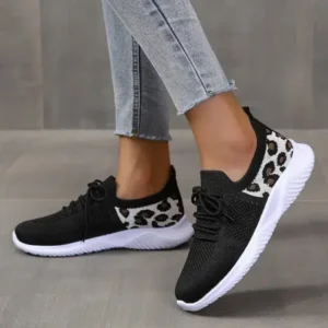 Bliklik Women Casual Mesh Breathable Leopard Sneakers