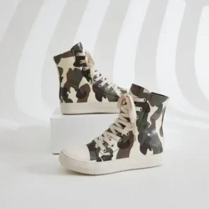 Bliklik Women Fashion Casual Plus Size Camouflage Thick-Soled High Top Shoes