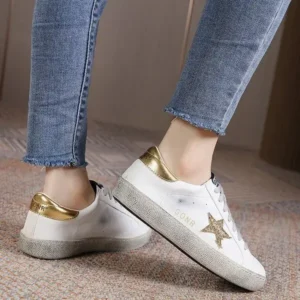 Bliklik Women Fashion Casual Plus Size Star Round Toe Sneakers