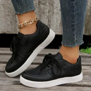 Bliklik Women Fashion Casual PU Lace-Up Sneakers