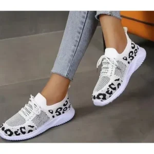 Bliklik Women Fashion Plus Size Spotted Mesh Breathable Round Toe Sneakers