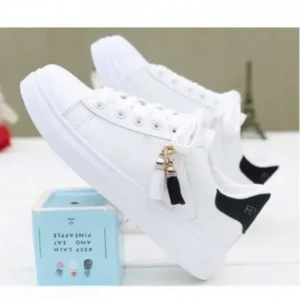 Bliklik Women Fashion Flat Solid Color Lace-Up Sneakers