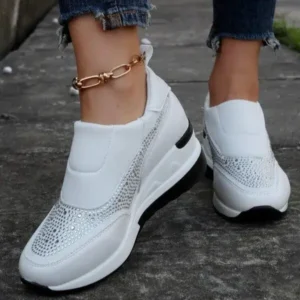 Bliklik Women Fashion Rhinestone Slip Sneakers