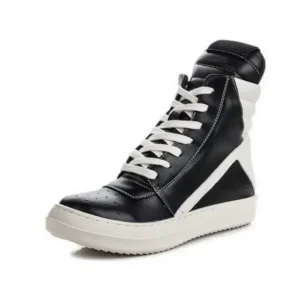 Bliklik Women Fashion Casual Black White Inverted Triangle High Top Shoes