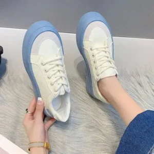 Bliklik Women Fashion Round Toe Lace-Up Sneakers