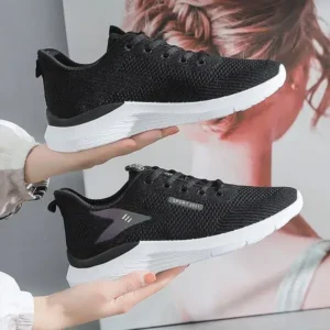 Bliklik Women Fashion Flyknit Mesh Lace-Up Sneakers