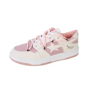 Bliklik Women Fashion Low Top Flat Retro Sneakers